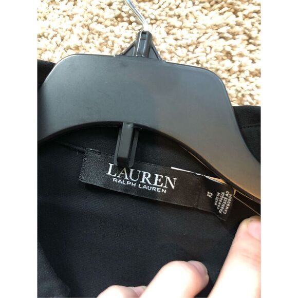 Lauren Ralph Lauren Women’s Black Collared Short Sleeve Elegant Dress Size 12 NW - Picture 7 of 8